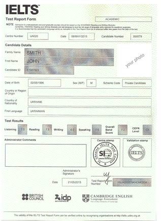 IELTS certificate